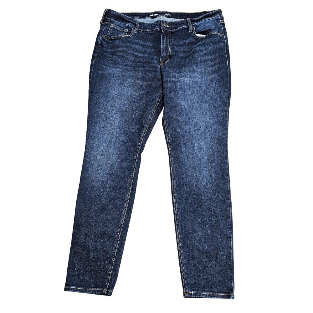 Old Navy Rockstar Super Skinny Jeans Womens 16 Blue Dark Wash Mid Rise‎ Stretch
